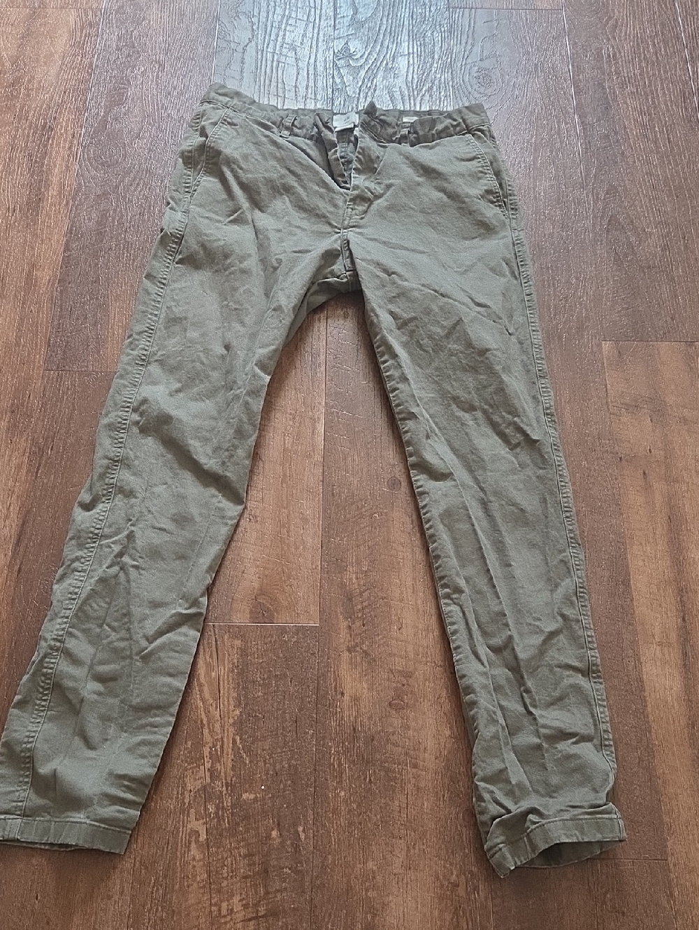 Men's H&M Casual Skinny Fit Olive Green Cotton Pants
